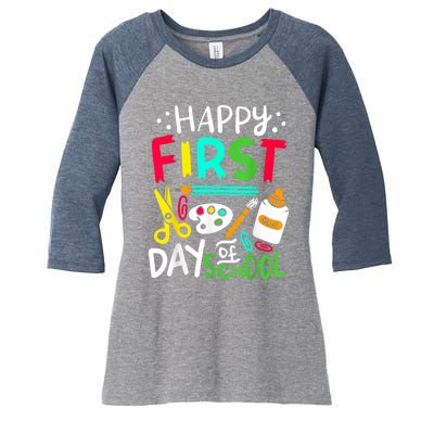 Happy First Day Of School Teacher Back To School Student Women's Tri-Blend 3/4-Sleeve Raglan Shirt