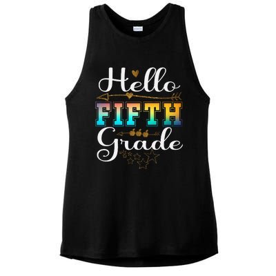 Hello First Day Of 5th Grade Team Hello Fifth Grade Squad Ladies PosiCharge Tri-Blend Wicking Tank