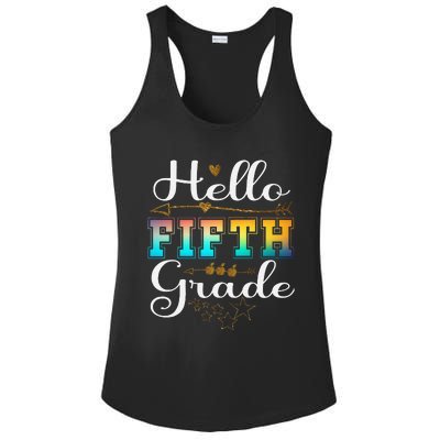 Hello First Day Of 5th Grade Team Hello Fifth Grade Squad Ladies PosiCharge Competitor Racerback Tank