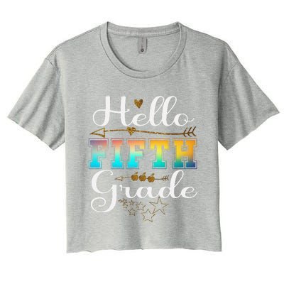 Hello First Day Of 5th Grade Team Hello Fifth Grade Squad Women's Crop Top Tee