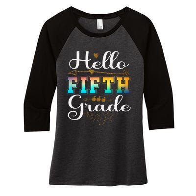 Hello First Day Of 5th Grade Team Hello Fifth Grade Squad Women's Tri-Blend 3/4-Sleeve Raglan Shirt