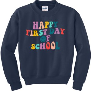 Happy First Day Of School Teacher Welcome Back To School Kids Sweatshirt