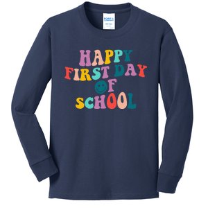 Happy First Day Of School Teacher Welcome Back To School Kids Long Sleeve Shirt