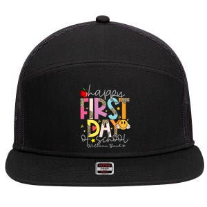 Happy First Day Of School Welcome Back To School Teachers Gift 7 Panel Mesh Trucker Snapback Hat