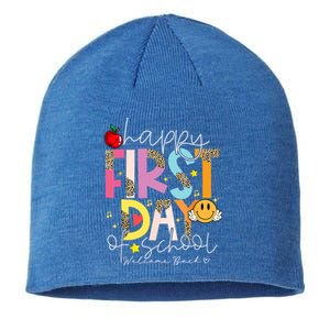 Happy First Day Of School Welcome Back To School Teachers Gift Sustainable Beanie