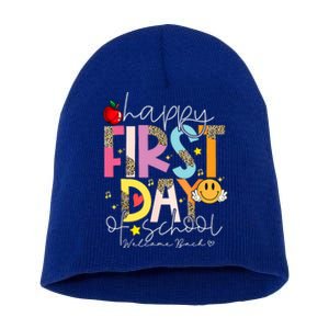 Happy First Day Of School Welcome Back To School Teachers Gift Short Acrylic Beanie