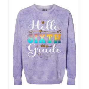 Hello First Day Of 6th Grade Team Hello Sixth Grade Squad Colorblast Crewneck Sweatshirt