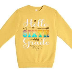 Hello First Day Of 6th Grade Team Hello Sixth Grade Squad Premium Crewneck Sweatshirt