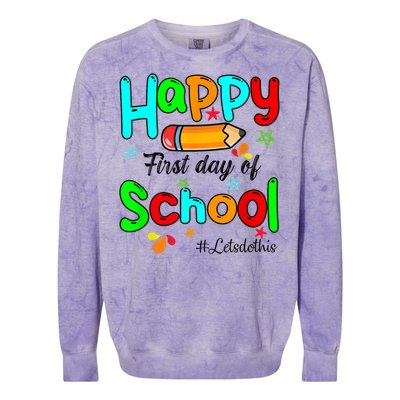 Happy First Day Of School Teacher Back To School Boy Girl Colorblast Crewneck Sweatshirt