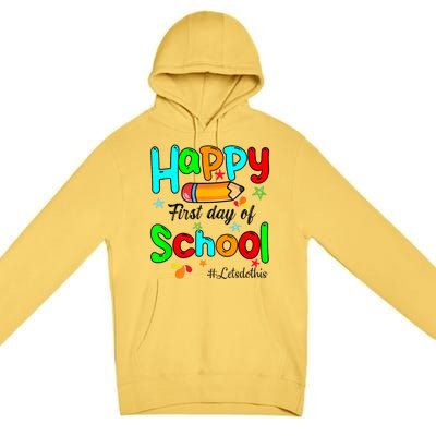 Happy First Day Of School Teacher Back To School Boy Girl Premium Pullover Hoodie