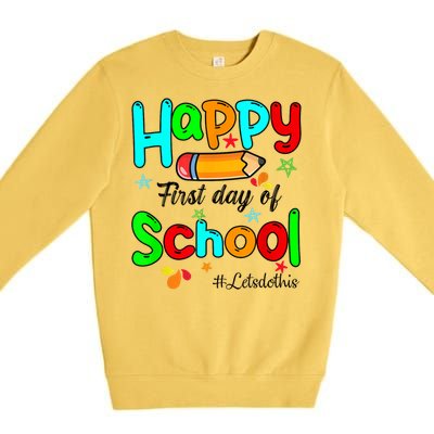 Happy First Day Of School Teacher Back To School Boy Girl Premium Crewneck Sweatshirt