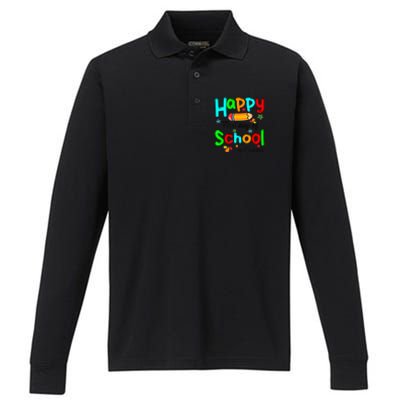 Happy First Day Of School Teacher Back To School Boy Girl Performance Long Sleeve Polo