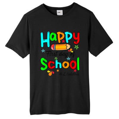 Happy First Day Of School Teacher Back To School Boy Girl Tall Fusion ChromaSoft Performance T-Shirt