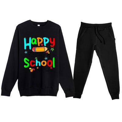 Happy First Day Of School Teacher Back To School Boy Girl Premium Crewneck Sweatsuit Set