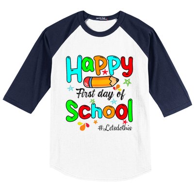 Happy First Day Of School Teacher Back To School Boy Girl Baseball Sleeve Shirt