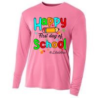 Happy First Day Of School Teacher Back To School Boy Girl Cooling Performance Long Sleeve Crew