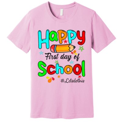 Happy First Day Of School Teacher Back To School Boy Girl Premium T-Shirt