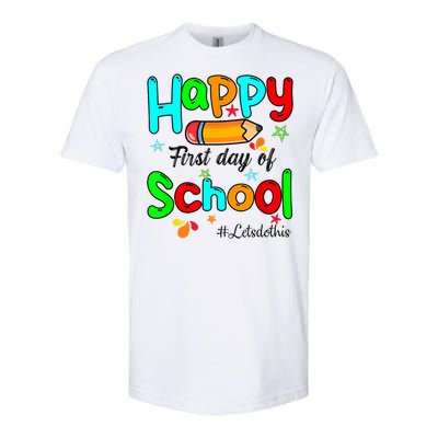 Happy First Day Of School Teacher Back To School Boy Girl Softstyle CVC T-Shirt