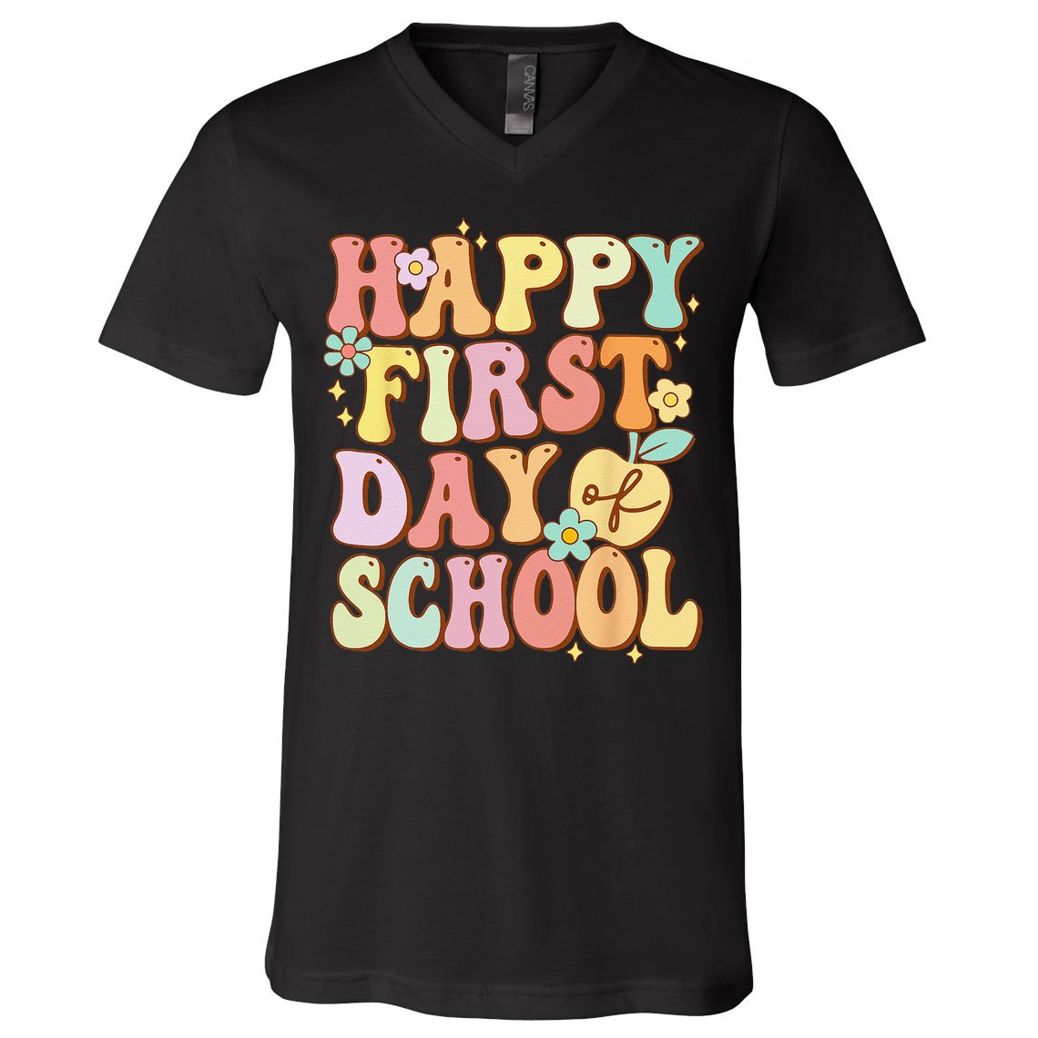 Happy First Day Of School Teachers Back To School Love V-Neck T-Shirt