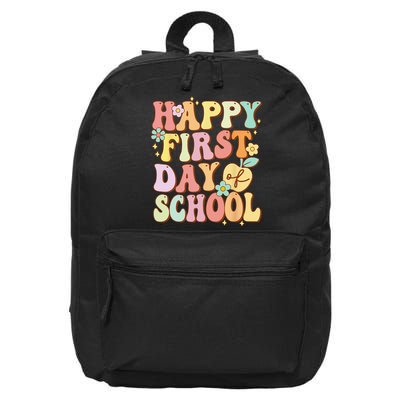 Happy First Day Of School Teachers Back To School Love 16 in Basic Backpack
