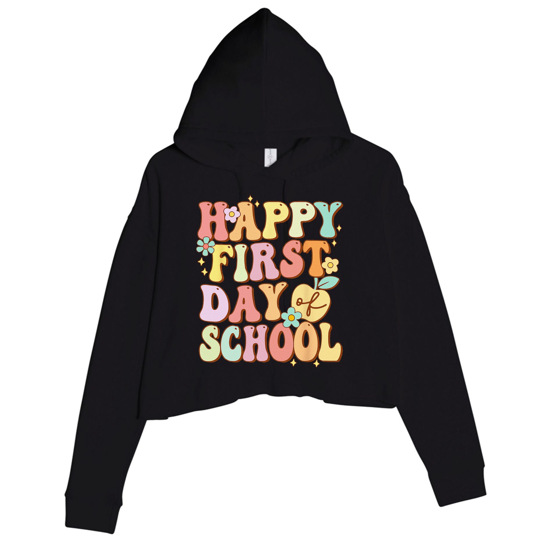 Happy First Day Of School Teachers Back To School Love Crop Fleece Hoodie
