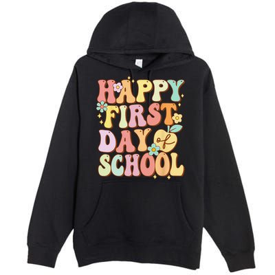 Happy First Day Of School Teachers Back To School Love Premium Pullover Hoodie