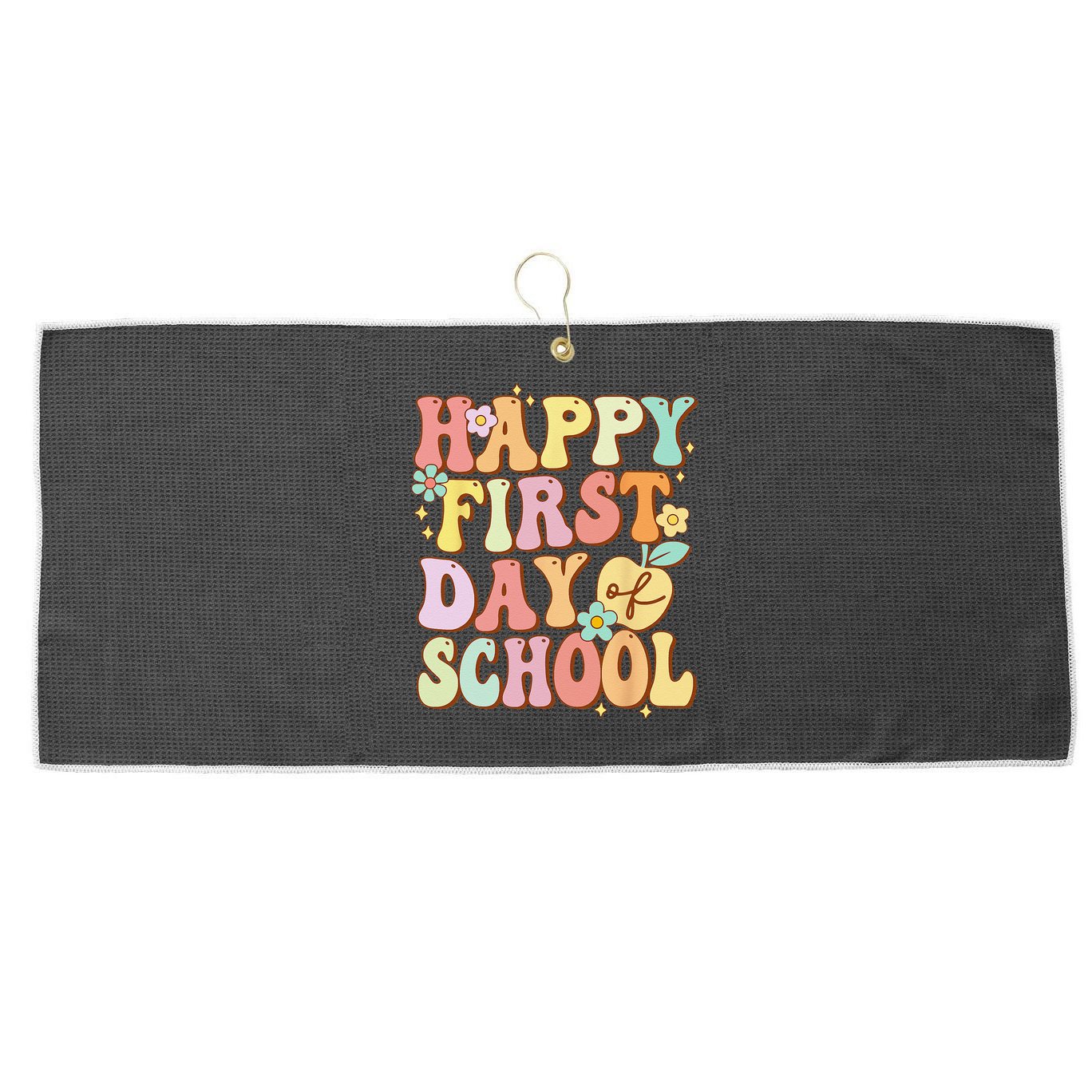 Happy First Day Of School Teachers Back To School Love Large Microfiber Waffle Golf Towel