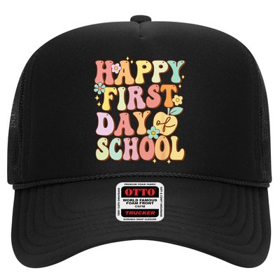 Happy First Day Of School Teachers Back To School Love Trucker Hat