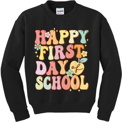 Happy First Day Of School Teachers Back To School Love Kids Sweatshirt