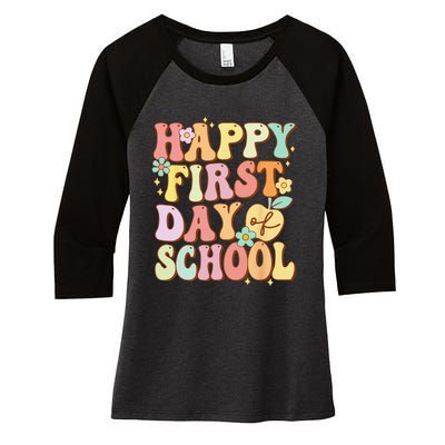 Happy First Day Of School Teachers Back To School Love Women's Tri-Blend 3/4-Sleeve Raglan Shirt