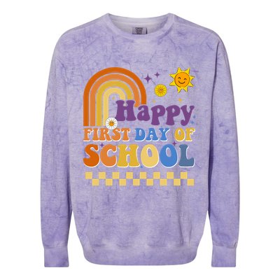 Happy First Day Of School Colorblast Crewneck Sweatshirt