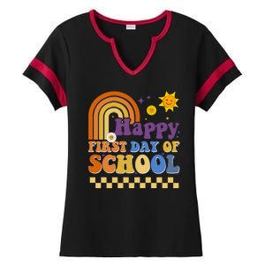 Happy First Day Of School Ladies Halftime Notch Neck Tee