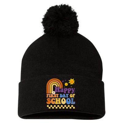 Happy First Day Of School Pom Pom 12in Knit Beanie