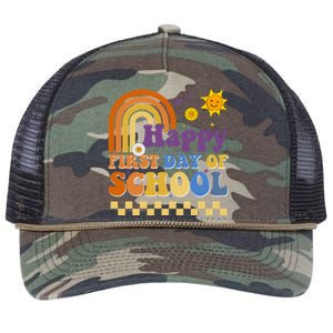 Happy First Day Of School Retro Rope Trucker Hat Cap