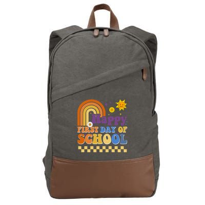 Happy First Day Of School Cotton Canvas Backpack