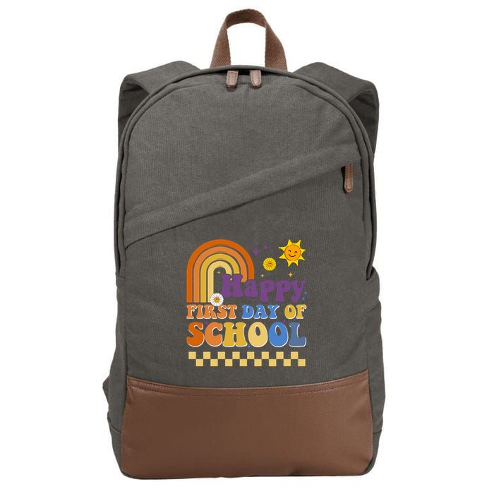 Happy First Day Of School Cotton Canvas Backpack
