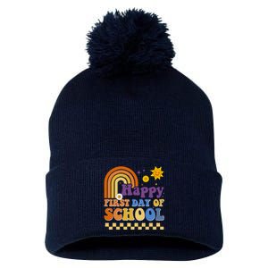 Happy First Day Of School Pom Pom 12in Knit Beanie