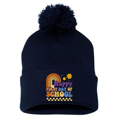 Happy First Day Of School Pom Pom 12in Knit Beanie