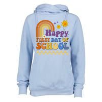 Happy First Day Of School Womens Funnel Neck Pullover Hood