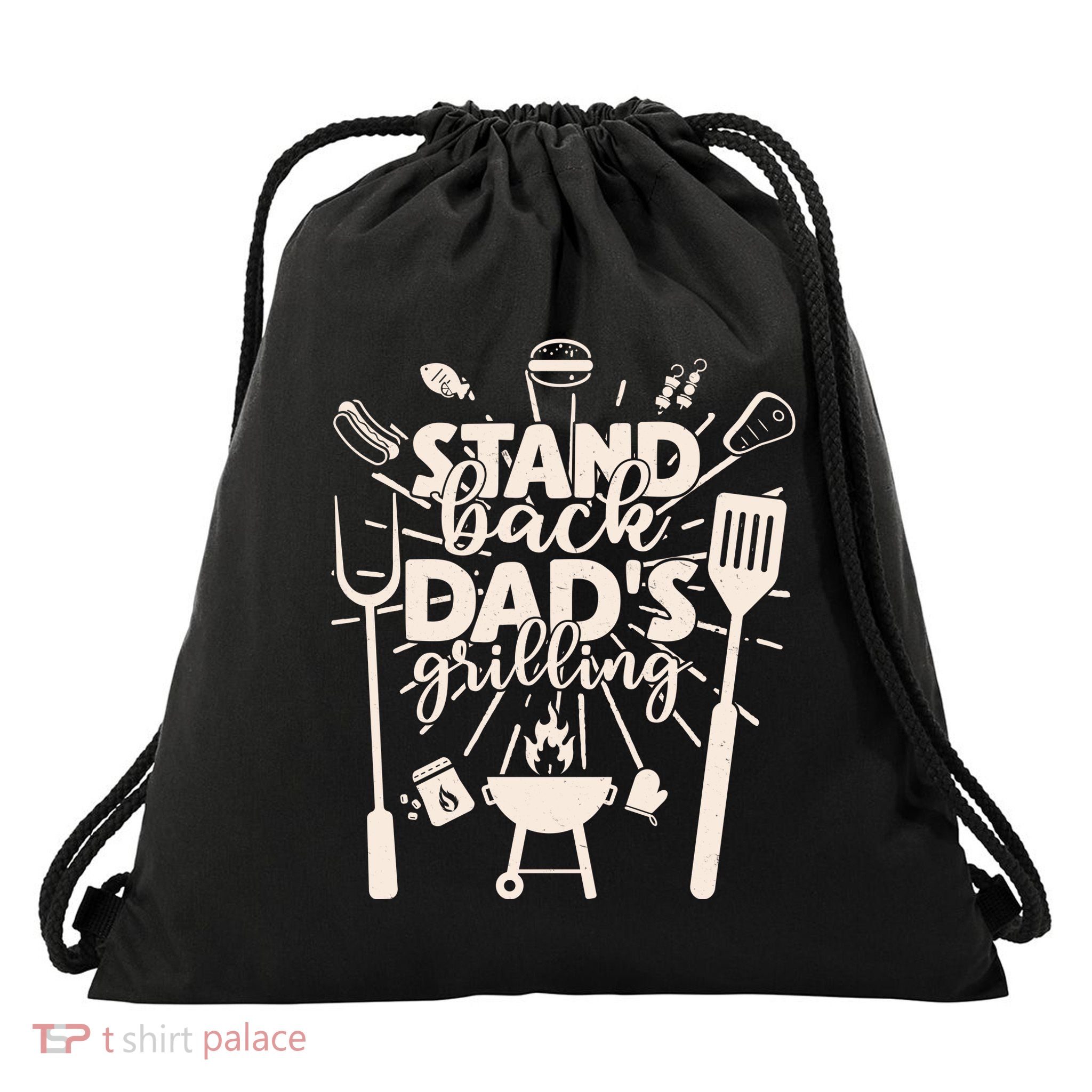 Happy Father's Day Stand Back Dad's Grilling Drawstring Bag