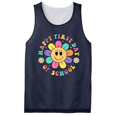 Happy First Day Of School Teacher Back To School Boy Girl Mesh Reversible Basketball Jersey Tank