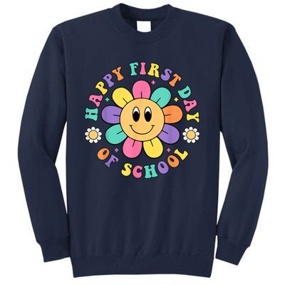 Happy First Day Of School Teacher Back To School Boy Girl Tall Sweatshirt