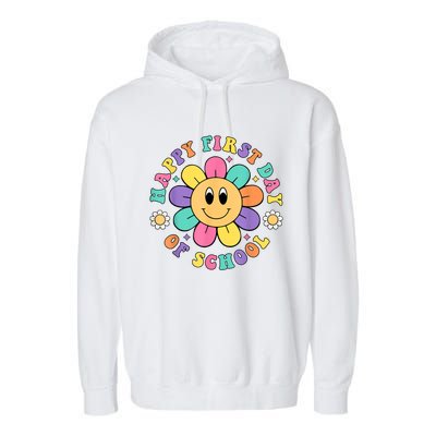 Happy First Day Of School Teacher Back To School Boy Girl Garment-Dyed Fleece Hoodie