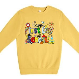 Happy First Day Of School Teachers Students Back To School Premium Crewneck Sweatshirt