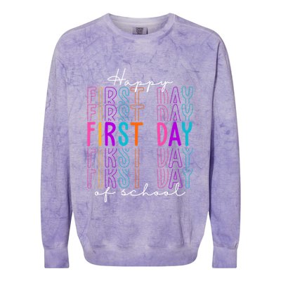 Happy First Day Of School Colorful Colorblast Crewneck Sweatshirt