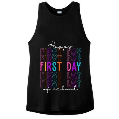 Happy First Day Of School Colorful Ladies PosiCharge Tri-Blend Wicking Tank