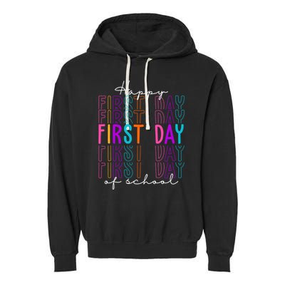 Happy First Day Of School Colorful Garment-Dyed Fleece Hoodie