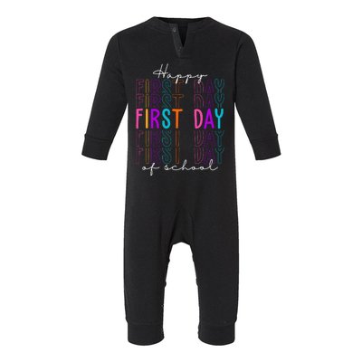 Happy First Day Of School Colorful Infant Fleece One Piece