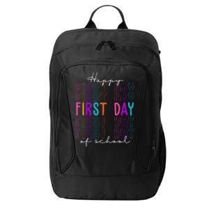 Happy First Day Of School Colorful City Backpack