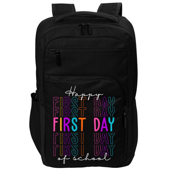 Happy First Day Of School Colorful Impact Tech Backpack